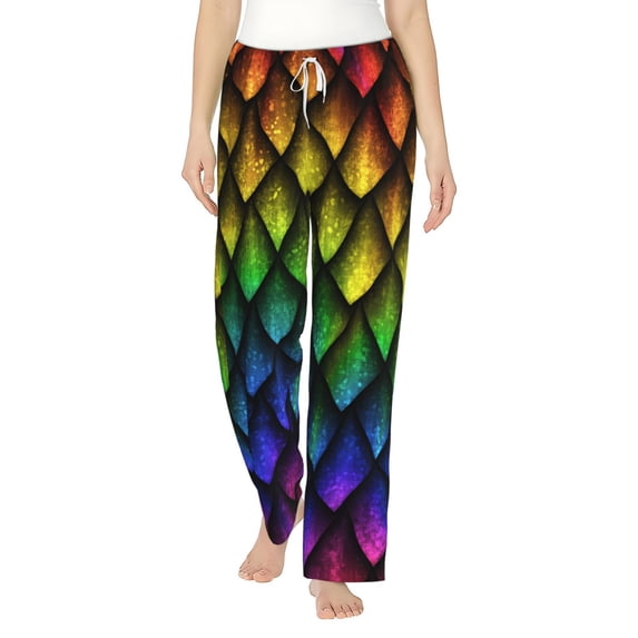 Balery Dragon Scales print Women's Pajama Pants,Ultra Lightweight Pjs,Lounge Pant-Small