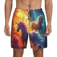thumbnail image 1 of Balery Dreamy Night Sky White Horse Mens Swim Trunks Swim Shorts for Men Quick Dry Inseam Beach Shorts with Compression Liner Pocket-3X-Large, 1 of 9