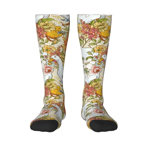 Balery Ducks And Flowers Fun Novelty Socks Men'S Women'S Crew Socks Funny Crazy Novelty Socks Quirky And Cool Socks