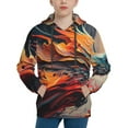 Balery Dynamic Fire Bird Art Pattern Boys Hoodie, Youth Pullover Hooded