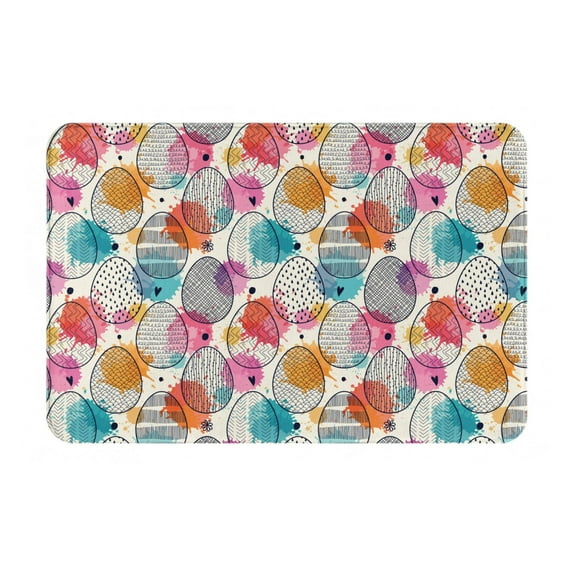 Balery Easter Egg Doormat, Durable Flannel Fabric, Waterproof Stain and Fade Resistant, Low Profile,Indoor Outdoor Door Mats, Easy Clean Patio Entrance Mat, 16x24in