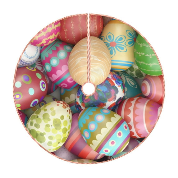 Balery Easter Eggs Printed Christmas Tree Skirt , Merry Christmas Party Christmas Tree Decoration,Adjustable Tree Skirt-30"