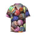 thumbnail image 1 of Balery Easter Eggs1 Men's Casual Button Down Shirt Short Sleeve Textured Summer Cuban Beach Shirts-X-Large, 1 of 7