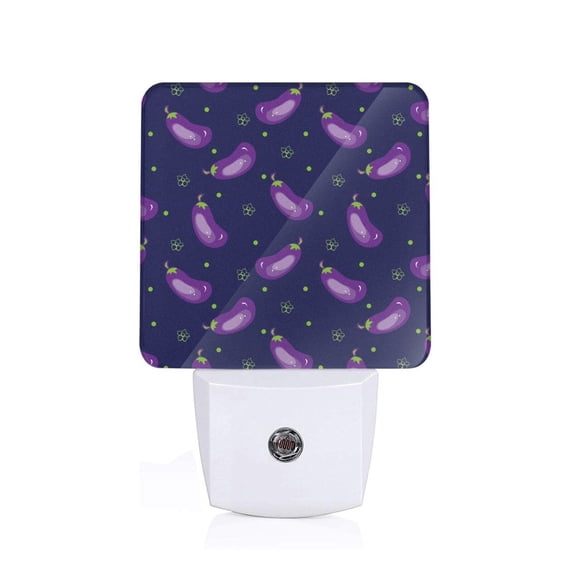 Balery Eggplant Pattern LED Night Light with Automatic Sensor Plug in Night Light with Dusk-to-Dawn Light Sensor LED Nightlight 0.5W-US