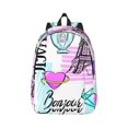 thumbnail image 1 of Balery Eiffel Tower and Hearts Vintage Canvas Backpack for Men and Women - Large Capacity, Durable Travel Laptop Bag for School, Work, Hiking, and Outdoor Activities, 1 of 7