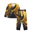 thumbnail image 1 of Balery Elegant Gold Leaf Peacock Pattern Pajama Sets for Women Long Sleeve 2 Piece Sleepwear Loungewear Sets Soft PJ's with Pockets Long Sleeve Comfy Pj Sets-XX-Large, 1 of 7