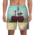 thumbnail image 1 of Balery Elehpant And A Giraffe Looking At The Sea Mens Swim Trunks Swim Shorts for Men Quick Dry Inseam Beach Shorts with Compression Liner Pocket-Small, 1 of 9