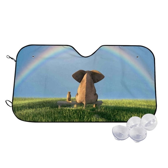 Balery Elephant Dog Print Car Windshield Sun Shade,Windshield Sunshade for Car Pickup Truck SUV Accessories-Small