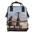 thumbnail image 1 of Balery Elephant Giraffe Mummy Backpack - Waterproof Twill Canvas, Large Capacity Diaper Bag with Multiple Pockets and Adjustable Straps, 1 of 6