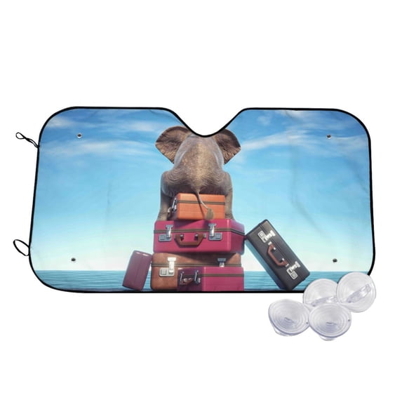 Balery Elephant Sits Print Car Windshield Sun Shade,Windshield Sunshade for Car Pickup Truck SUV Accessories-Medium