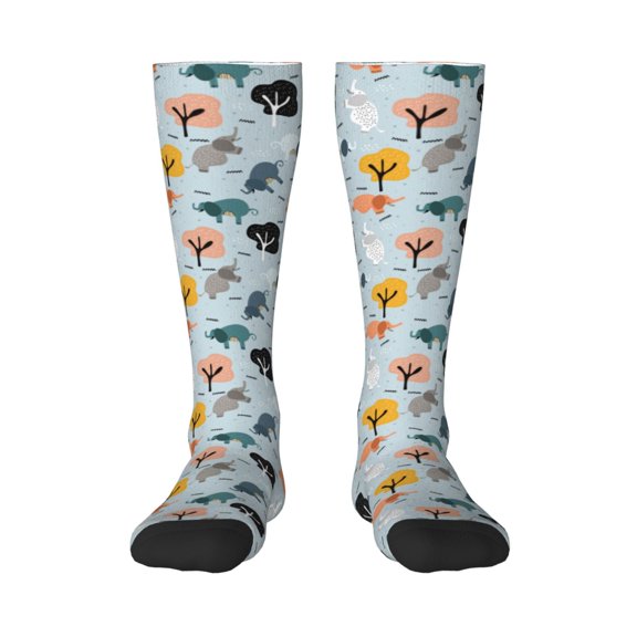 Balery Elephant Tree Printed Novelty Socks Men's Women's Crew Socks Sports Socks Knee High Socks Cotton Socks Quirky and Cool Socks