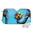 thumbnail image 1 of Balery Elephant Trunk Couple Flowers Windshield Sun Shade, Car Front Window Sunshade Cover ,Automotive Interior Portected Blocks Uv Rays For Car Pickup Truck Suv Accessories- Medium, 1 of 7