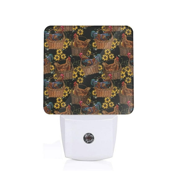 Balery Chicken Rooster Pattern LED Night Light with Automatic Sensor Plug in Night Light with Dusk-to-Dawn Light Sensor LED Nightlight 0.5W-UK