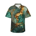 thumbnail image 1 of Balery Emerald Color Gold Marble Print Men's Hawaiian Shirts Short Sleeve Beach Shirt Relaxed Fit Vacation Button Down Shirts-, 1 of 9