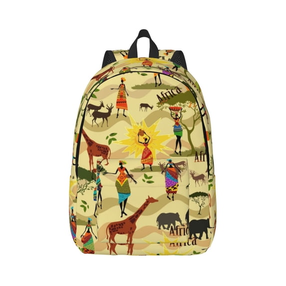 Balery Ethnic African Vintage Canvas Backpack for Men and Women - Large Capacity, Durable Travel Laptop Bag for School, Work, Hiking, and Outdoor Activities-Medium