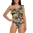 thumbnail image 1 of Balery Excavator At Work One Shoulder Swimsuits for Women Ruffle Swimsuits Tummy Control One Shoulder Bathing Suits-Large, 1 of 8