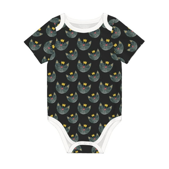 Balery Faces Of The Cat Pattern Baby Climbing Clothes Infant Bodysuit Cute Infant Bodysuit Baby Romper-3 Months