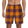 thumbnail image 1 of Balery Fall Buffalo Plaid Mens Swim Trunks Swim Shorts for Men Quick Dry Inseam Beach Shorts with Compression Liner Pocket-XX-Large, 1 of 9