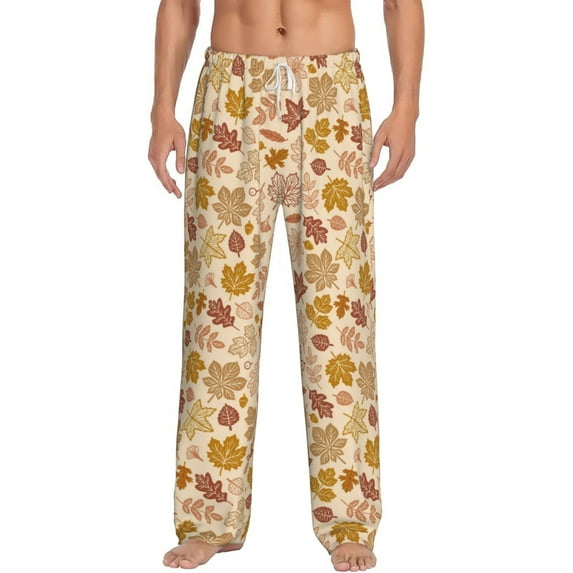 Balery Fall Leaves print Men's Pajama Pants,Ultra Lightweight Pjs,Lounge Pant-Large
