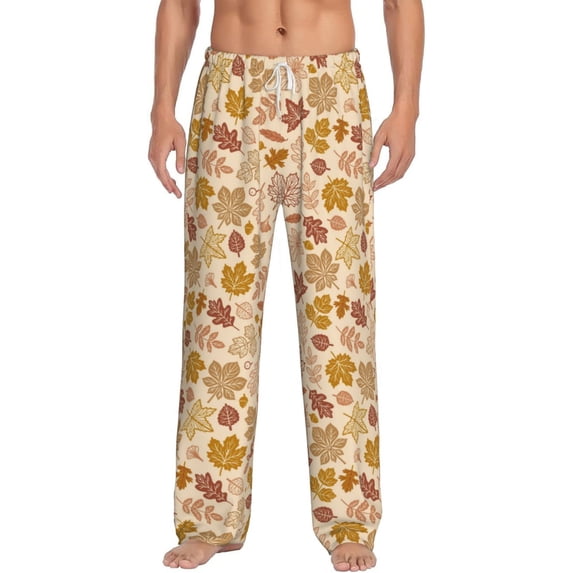 Balery Fall Leaves print Men's Pajama Pants,Ultra Lightweight Pjs,Lounge Pant-XX-Large