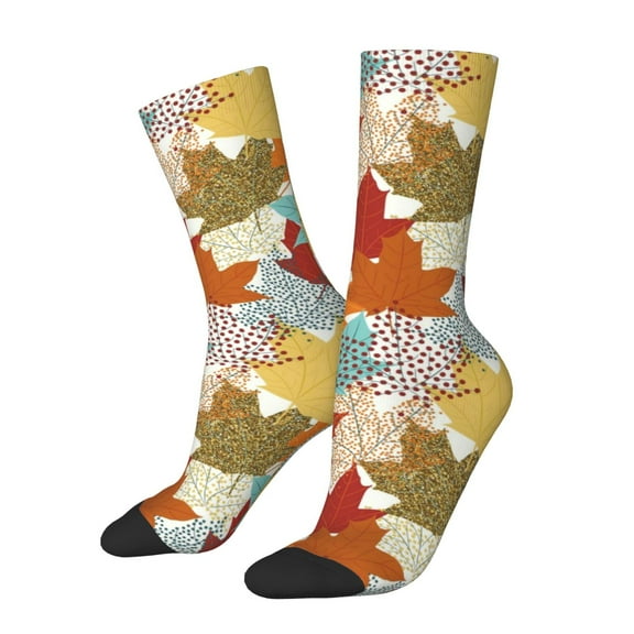 Balery Fall Maple Leaves Pattern Crew Socks Unisex– Soft & Breathable Socks for Men & Women, One-Size Fits Most (US 5-11), Comfortable & Durable for Daily Wear
