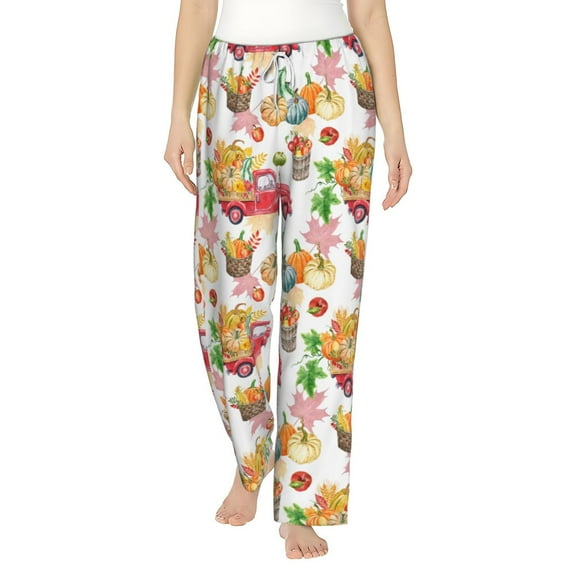 Balery Autumn Harvest Truck print Women's Pajama Pants,Ultra Lightweight Pjs,Lounge Pant-Medium