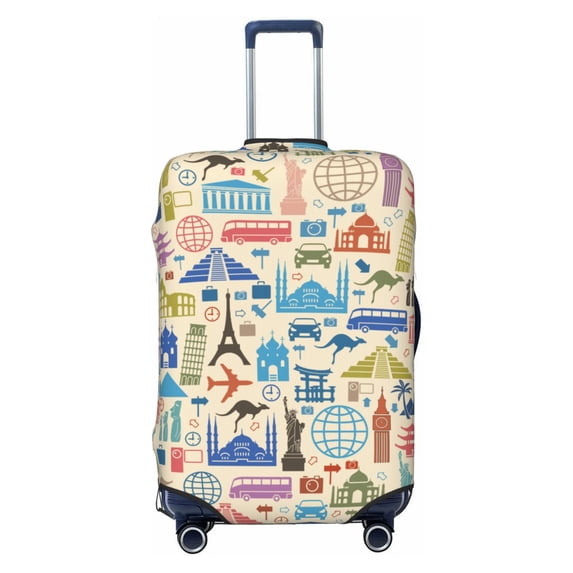 Balery Famous Places Luggage Cover Protector, Scratch And Dirt Resistant, Fits 18-32 Inch Luggage - X-Large
