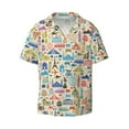 thumbnail image 1 of Balery Famous Places Men's Casual Button Down Shirt Short Sleeve Textured Summer Cuban Beach Shirts-Large, 1 of 7