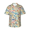 thumbnail image 1 of Balery Famous Places Print Men's Hawaiian Shirts Short Sleeve Beach Shirt Relaxed Fit Vacation Button Down Shirts-Large, 1 of 1