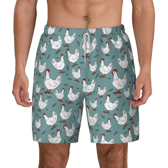 Balery Farm Birds Mens Swim Trunks Swim Shorts for Men Quick Dry Inseam Beach Shorts with Compression Liner Pocket-Small