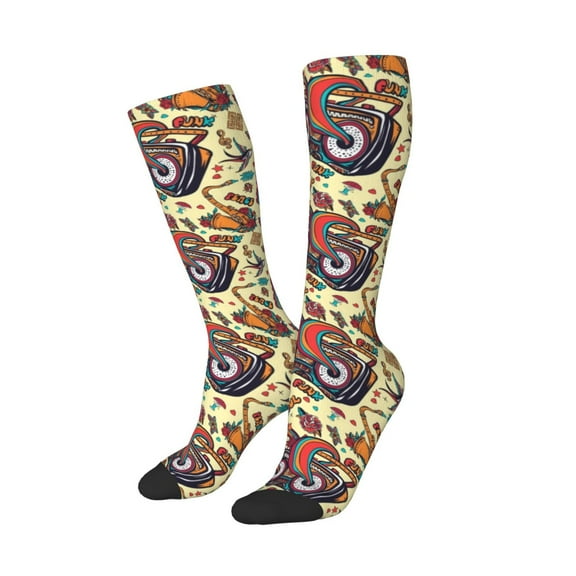 Balery Fashion Hippie Girl Printed Novelty Socks Men's Women's Crew Socks Sports Socks Knee High Socks Cotton Socks Quirky and Cool Socks