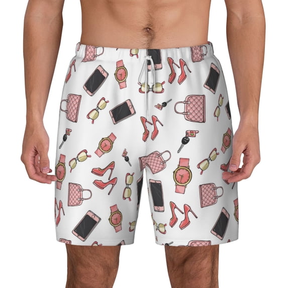 Balery Fashion Mens Swim Trunks Swim Shorts for Men Quick Dry Inseam Beach Shorts with Compression Liner Pocket-Medium