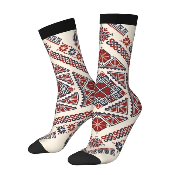 Balery Fashion Tatreez2 Pattern Crew Socks Unisex– Soft & Breathable Socks for Men & Women, One-Size Fits Most (US 5-11), Comfortable & Durable for Daily Wear