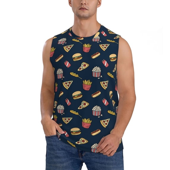 Balery Fast Food Men's Sleeveless Muscle Shirts Workout Tank Top, Moisture Wicking, Odor Protection-Medium