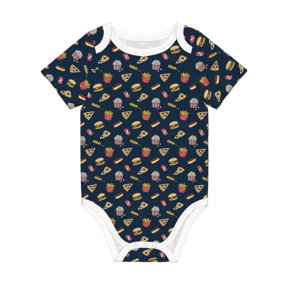 Balery Fast Food Pattern Baby Climbing Clothes Infant Bodysuit Cute Infant Bodysuit Baby Romper-9M