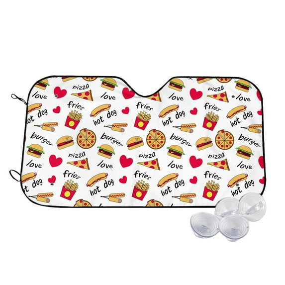 Balery Fast Food Print Car Windshield Sun Shade,Windshield Sunshade for Car Pickup Truck SUV Accessories-Small