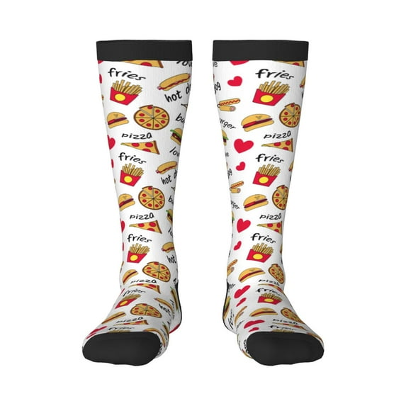 Balery Fast Food Printed Novelty Socks Men's Women's Crew Socks Sports Socks Knee High Socks Cotton Socks Quirky and Cool Socks