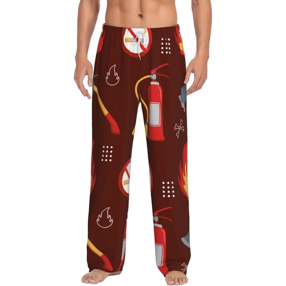 Balery Fire Extinguisher print Men's Pajama Pants,Ultra Lightweight Pjs,Lounge Pant-Small