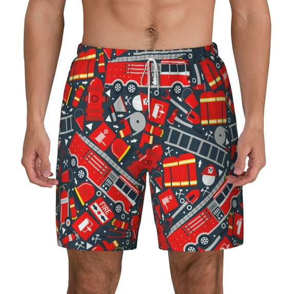 Balery Fire Sign Mens Swim Trunks Swim Shorts for Men Quick Dry Inseam Beach Shorts with Compression Liner Pocket-X-Large