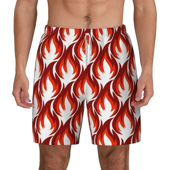 Balery Fire Symbols Mens Swim Trunks Swim Shorts for Men Quick Dry Inseam Beach Shorts with Compression Liner Pocket-3X-Large