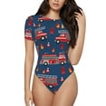 thumbnail image 1 of Balery Fire Truck 1 Women's Short Sleevee Crew Neck Bodysuit Tops Short Sleeve Tops Basic-Large, 1 of 9