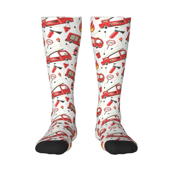 Balery Fire Truck Fun Novelty Socks Men'S Women'S Crew Socks Funny Crazy Novelty Socks Quirky And Cool Socks