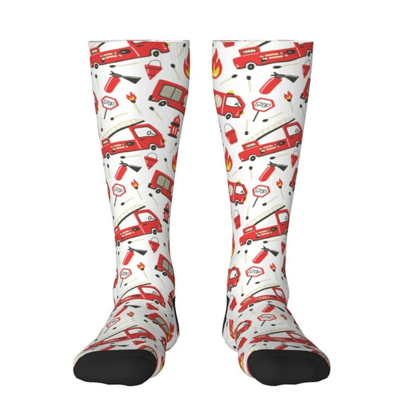 Balery Fire Truck Fun Novelty Socks Men'S Women'S Crew Socks Funny Crazy Novelty Socks Quirky And Cool Socks