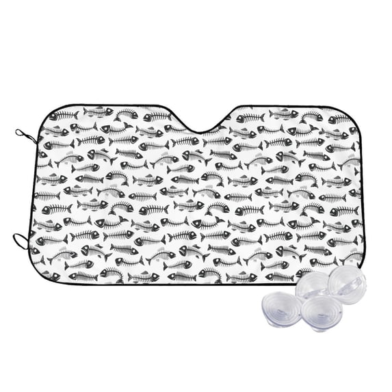 Balery Fish Bones Print Car Windshield Sun Shade,Windshield Sunshade for Car Pickup Truck SUV Accessories-Small