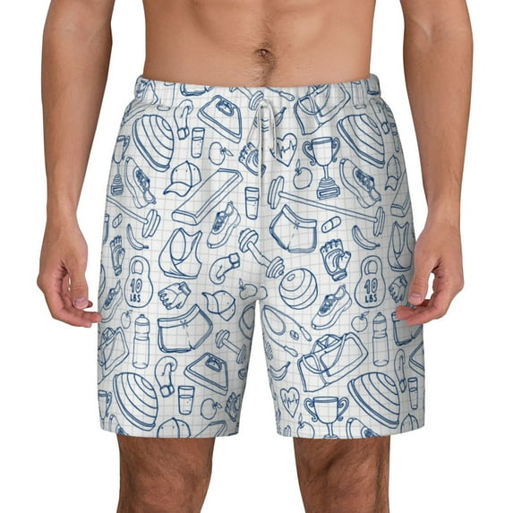Balery Fitness Guru Mens Swim Trunks Swim Shorts for Men Quick Dry Inseam Beach Shorts with Compression Liner Pocket-XX-Large