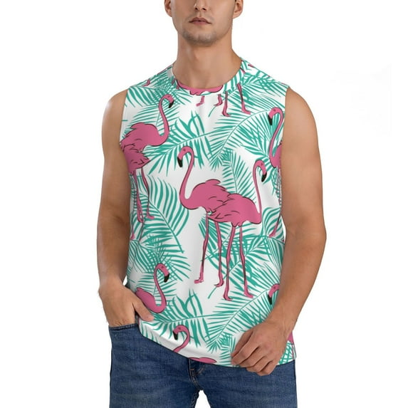 Balery Flamingo Men's Sleeveless Muscle Shirts Workout Tank Top, Moisture Wicking, Odor Protection-XX-Large