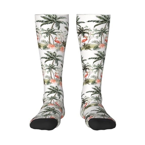 Balery Flamingo Palm Trees Fun Novelty Socks Men'S Women'S Crew Socks Funny Crazy Novelty Socks Quirky And Cool Socks