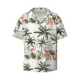 thumbnail image 1 of Balery Flamingo Palm Trees Men's Casual Button Down Shirt Short Sleeve Textured Summer Cuban Beach Shirts-Medium, 1 of 7