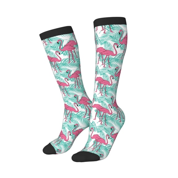 Balery Flamingo Printed Novelty Socks Men's Women's Crew Socks Sports Socks Knee High Socks Cotton Socks Quirky and Cool Socks