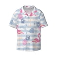 thumbnail image 1 of Balery Flamingo and Pineapple Men's Casual Button Down Shirt Short Sleeve Textured Summer Cuban Beach Shirts-Small, 1 of 7